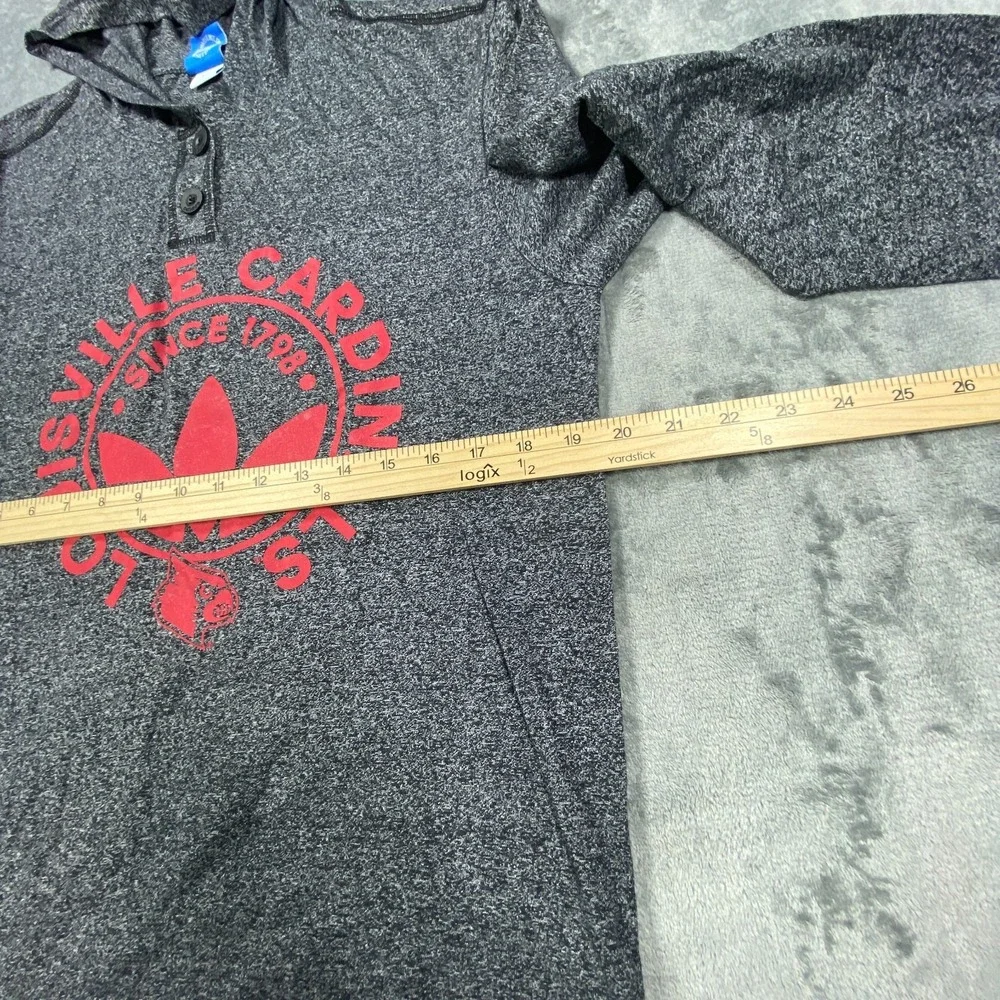 Louisville Cardinals Hoodie Sweatshirt Mens Large Adidas 3 Stripes Heather Black
